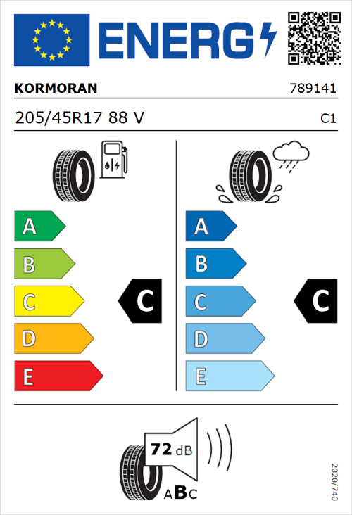 Tyre Label for Kormoran Ultra High Performance 205/45R17 88V