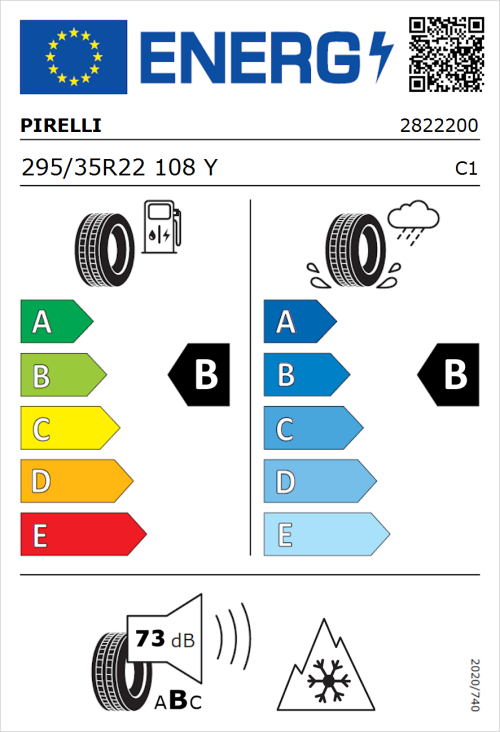 Tyre Label for Pirelli Scorpion Zero All Season 295/35R22 108Y