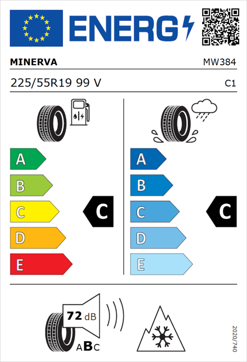 Tyre Label for Minerva Frostrack HP 225/55R19 99V